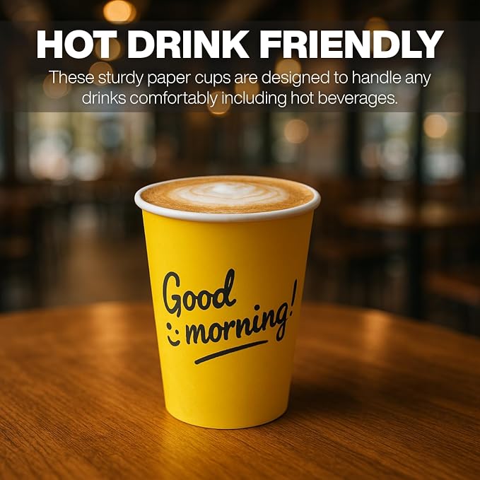 Disposable Coffee Cups, To Go Paper Hot Cups, Good Morning Design - Image 2