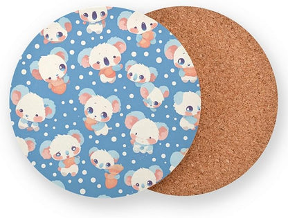 Seamless Cartoon Koala Bear 4 Piecing Set Drink Coasters Thick Heat Resistant - Image 2