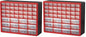Akro-Mils 44-Drawer Plastic Drawer Storage Cabinet for Garage Organization, Bead Organizer, Building Bricks Storage, Teacher Toolbox, Makeup Organizer, 20-Inch W x 6-Inch D x 16-Inch H, 10144 Red