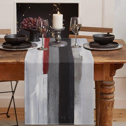 Emvency Table Runner, 13x72 Inch, Modern Art Painting | Black Red Dining Decor by Emvency
