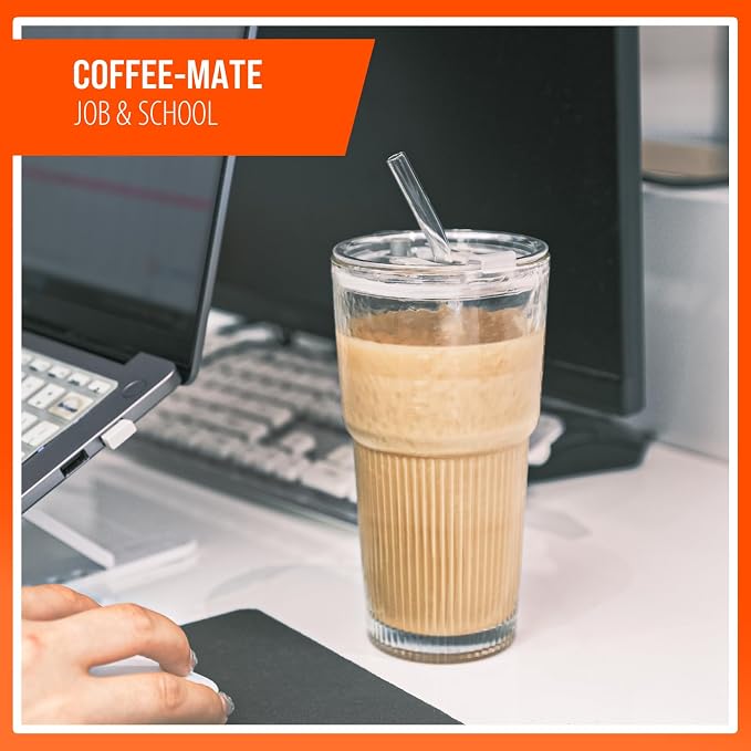 20oz Glass Tumblers with Lids and Straws - Image 8