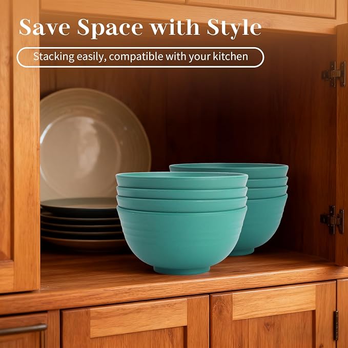 Kitchen Bowls 26 OZ, Unbreakable Cereal Bowls Set of 8, Microwave Safe Wheat - Image 7