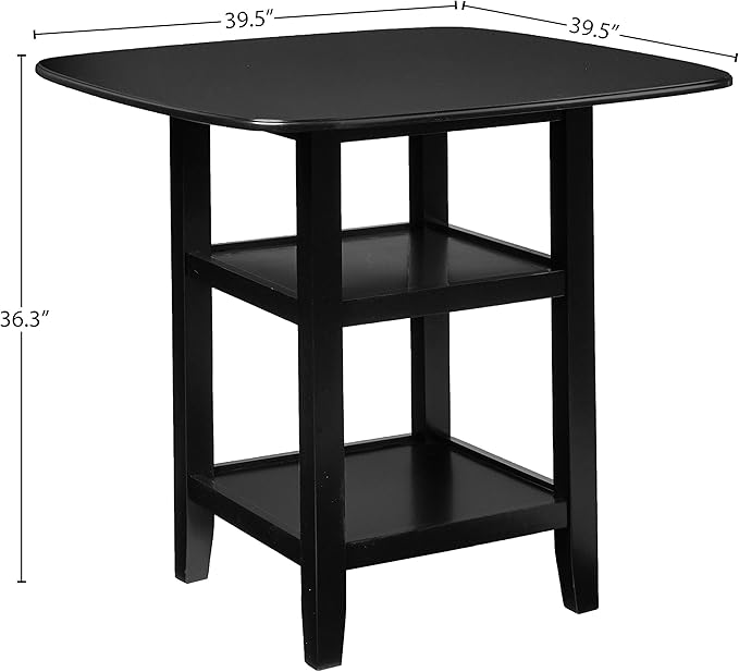 Homelegance Norman 5-Piece Counter Height Dining Set with Two Display Shelves, Black