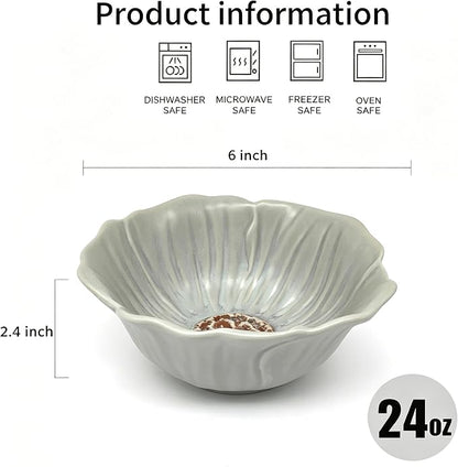 KOOV 24oz Cereal Bowls Set of 4, Vintage Hand-Painted Porcelain Soup Bowls - Image 3