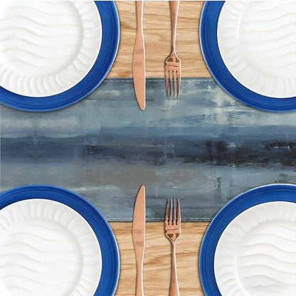 Blue Grey Table Runners Modern Art Farmhouse Linen Table Runners | Dresser - Image 4