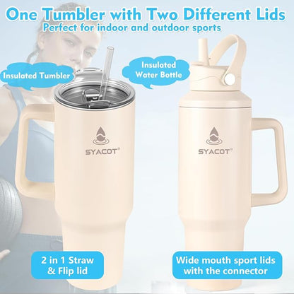 40 oz Tumbler with Handle and Straw or Convert to 40 oz Insulated Water Bottle - Image 2