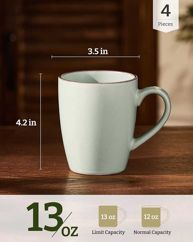 famiware Venus Coffee Mugs Set of 4, 13 oz Ceramic Stoneware Mug Cup Set | - Image 4