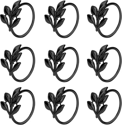 KPOSIYA Set of 12 Leaf Napkin Rings Metal Gold Napkin Holder Table Napkin Rings by KPOSIYA