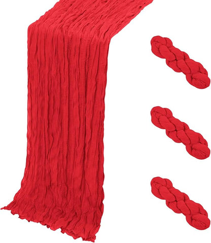 3 Pack Red Cheesecloth Table Runner, 17 x 108 Inch, Gauze Cheese Cloth Table by Yorcari