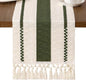 MLMW Boho Table Runner 40 inches Olive Green&Ivory Small Coffee Table Runner by MLMW