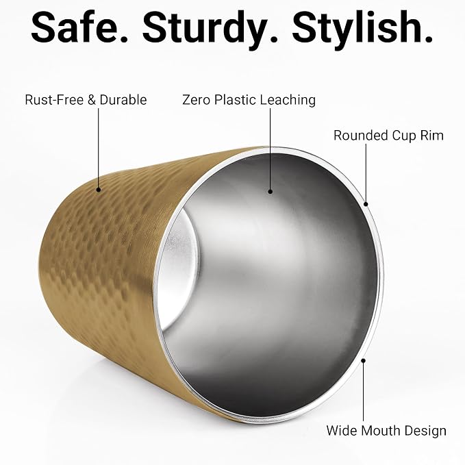 Adorila 10oz Stainless Steel Cups 4 Pack, Anti-Jam Ridge Design - Image 4