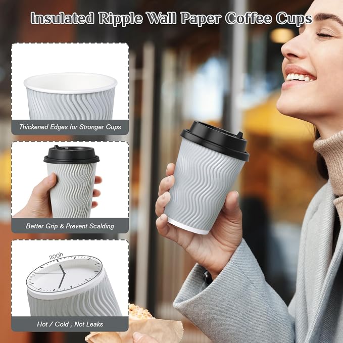 MUCHII 12 oz Coffee Cups, Paper Cups - Image 5