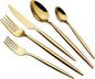 20 Piece Luxury Silverware Set for 4 Gold Mirror-Polished 18/10 Stainless Steel Heavy Flatware Set Modern Cutlery Set Knife/Fork/Spoon with Gifts for Home & Restaurant