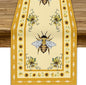 Honey Bee Table Runner, Farmhouse Yellow Sunflower Retro Summer Linen Tables by JanJCurt