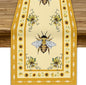 Honey Bee Table Runner, Farmhouse Yellow Sunflower Retro Summer Linen Tables by JanJCurt