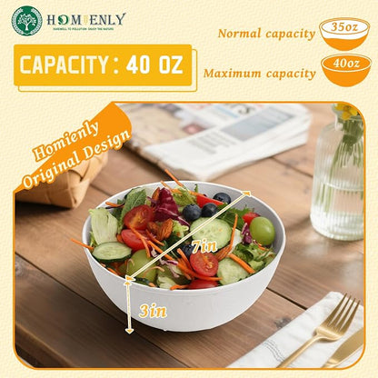 Wheat Straw Bowls with Unique Texture Design, 40 OZ Salad Bowls - Image 2