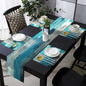 Teal Blue Abstract Table Runner and Place Mats Set of 6 Turquoise Teal by TQFZP