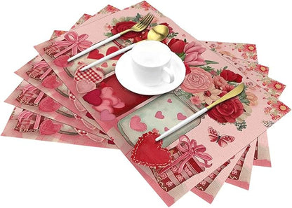 Holiday Placemats Set of 4 Washable Table Place Mats for Dining Kitchen Party Decor