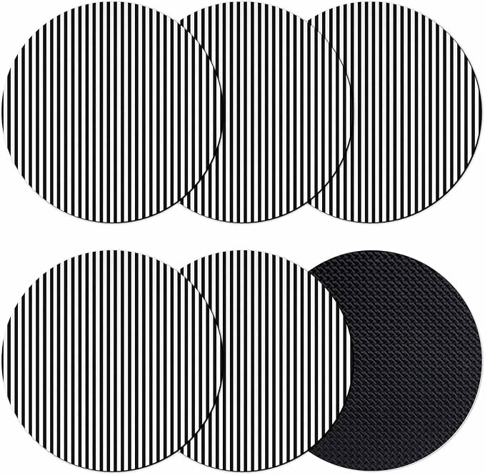 Black White Stripe Coasters Set of 6, Modern Minimalist Geometric Striped Soft by PIEPLE