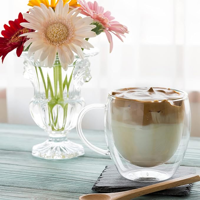 Sorfity Cappuccino Glass Mugs, Cappuccino, Tea Bag - Image 3