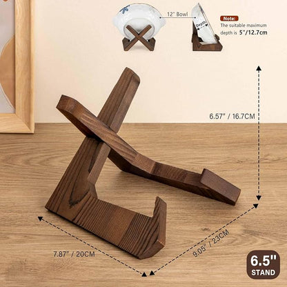 ANBOXIT Bowl Stands for Display, 6.5 Inch Plate Holder, Wooden Easel | Frame - Image 4