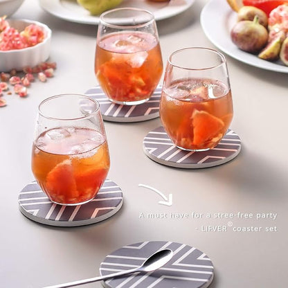 LIFVER Coasters for Drinks, Absorbent Coaster Set of 6 - Image 7