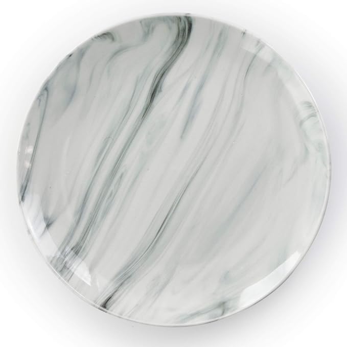 Elama Fine Marble 16 Piece Stoneware Dinnerware Set in Black and White - Image 9