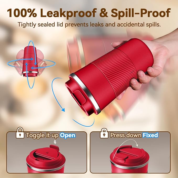 12OZ Travel Coffee Mug Insulated Coffee Cup - Image 5