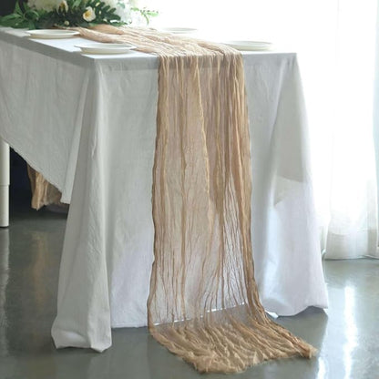 Efavormart 10ft Beige Cheesecloth Table Runner by efavormart