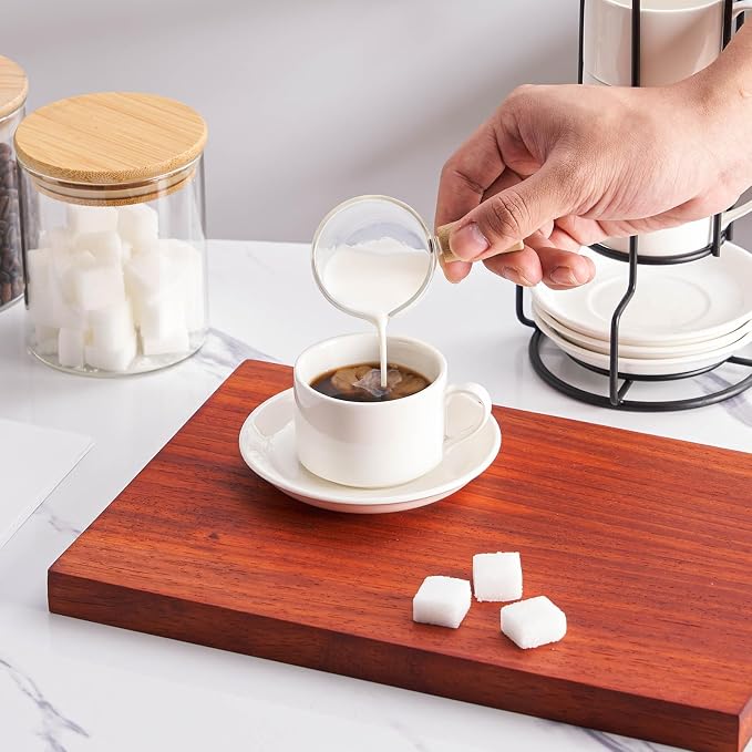 Espresso Cups, 2.5 OZ Stackable Espresso Cups Set of 4 | Porcelain Stackable - Image 5