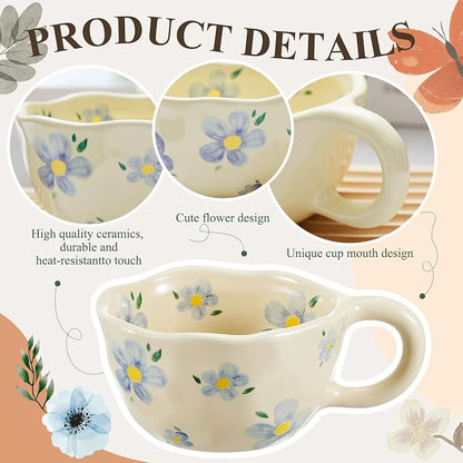 Vesici 4 Pack Ceramic Flower Coffee Mug - Image 4