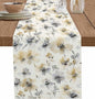 Watercolor Flower Table Runners 72 Inches Long, Cotton Linen Fabric Table by Edwiinsa