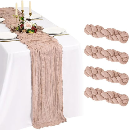 4 Pack Cheesecloth Table Runner 10FT Dusty Pink Table Runner Boho Gauze Cheese by Showgeous