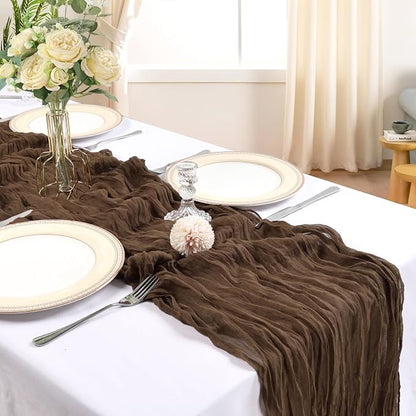 12 Pack 10Ft Brown Cheesecloth Table Runner 23 x 120 Inch | Gauze Rustic Boho - Image 2