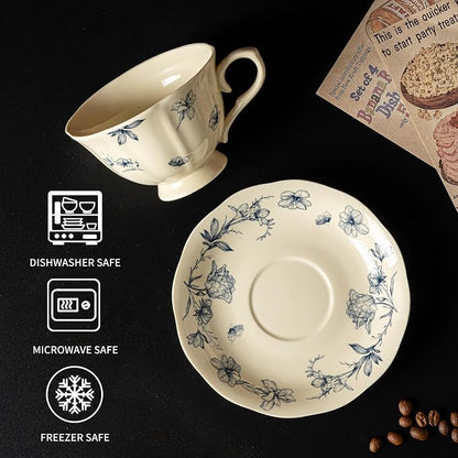 Vintage Fancy Porcelain Tea Cup and Saucer Set - Image 5