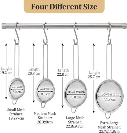 4PCS Fine Mesh Strainer Set, Stainless Steel Kitchen Sieve - Image 2