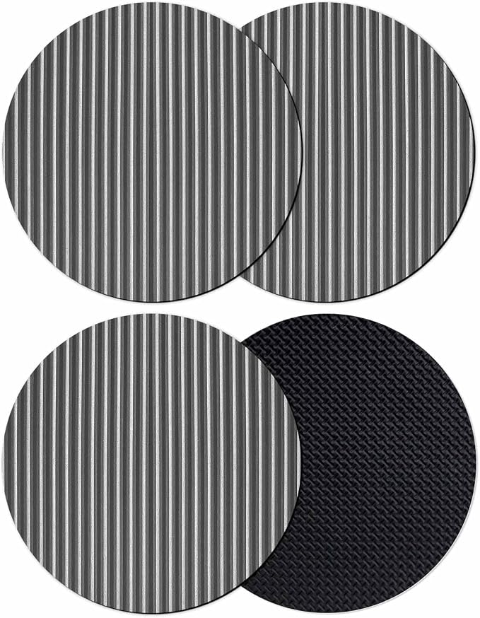 Geometric Grey Coasters Set of 4, Abstract Contemporary Minimalist Line Soft by PIEPLE