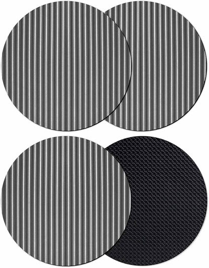 Geometric Grey Coasters Set of 4, Abstract Contemporary Minimalist Line Soft by PIEPLE