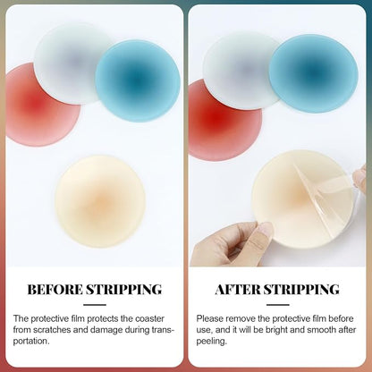 Acrylic Round Coasters, Light Color, 4 Pack, 3.8 Inch | 0.2 Inch Thickened - Image 6