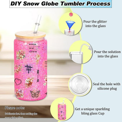 6 Pack 16 Oz Sublimation Snow Globe Tumbler, Snow Globe Cups - Image 3