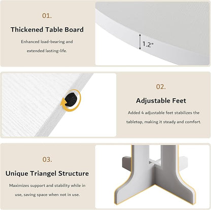 iPormis 59" Round Extendable Dining Table for 4-6, Modern Kitchen Table with Heavy Duty Pedestal Base & Wooden Top, Oval Dining Room Table for Dining Living Room, Easy Assembly, White