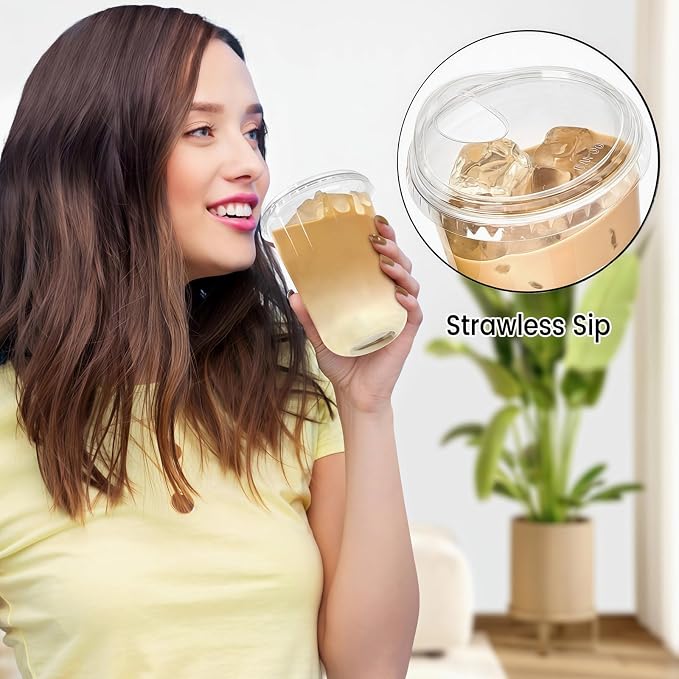 16 oz Clear Plastic Coffee Cups - Image 3