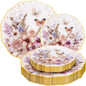20Pack Spring Plates Flower- Baroque Fancy Butterfly Plates Disposable by WDF