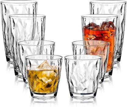 Top-spring 12+16 Oz Reusable Plastic Water Tumbler 8pcs Clear BPA Free | by Top-spring