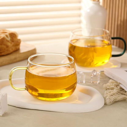 Glass Tea Cups Set of 4, Dishwasher & Microwave Safe Large Coffee Mugs - Image 8