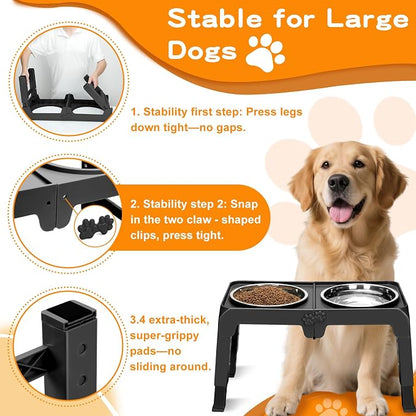 Elevated Dog Bowls for Large Dogs 5 Adjustable Heights 7.5"-15.4", 2 X-Large - Image 5