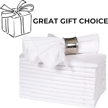 Bedding Craft White Cotton Cloth Dinner Napkins Set of 72 – 18x18 Hemstitched with Mitered Corners – Elegant Machine Washable Fabric Napkins for Weddings, Banquets & Events