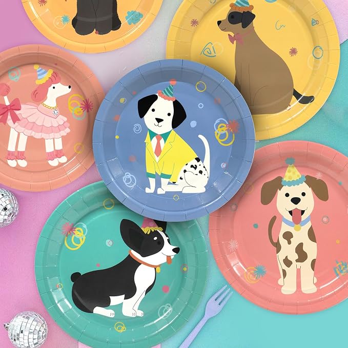 180Pcs Pet Dog Party Supplies Paper Plates and Napkins Serve 60 | Disposable - Image 4