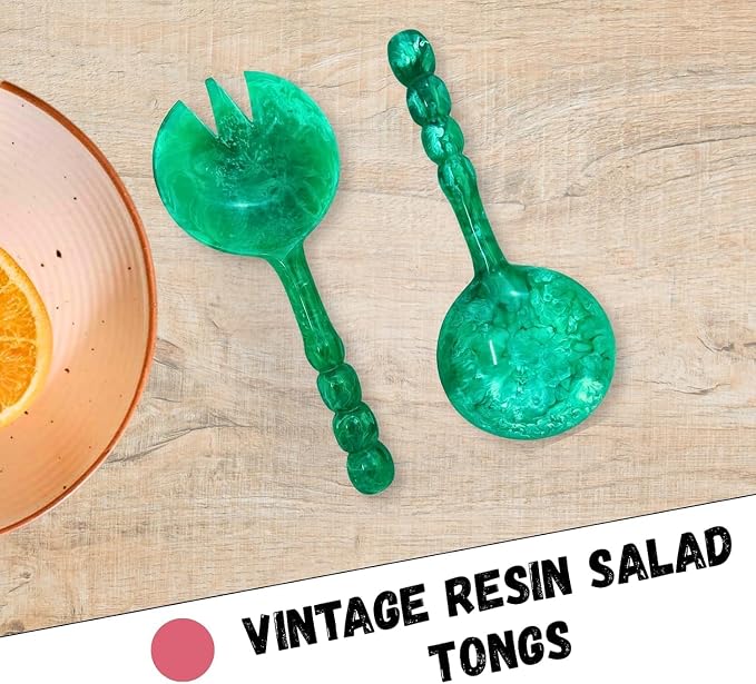 SS Craft Premium Green Resin Salad Serving Spoon Set 2 Pcs Handcrafted Serving - Image 6