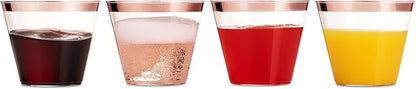 Munfix 100 9 Oz Clear Plastic Cups, Old Fashioned Tumblers, Fancy Disposable - Image 7